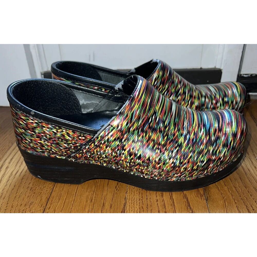 DANSKO Shoes Multi Colored Stripe Dress Comfort Clogs Womens‎ (38) size 7.5/8
